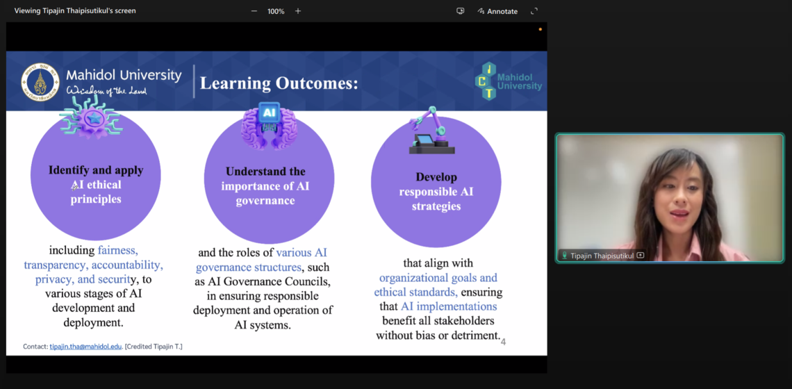 ICT Mahidol held an academic seminar on “[MUICT – AST the series] Fundamentals of Responsible: From General View of AI/ML Practitioners”